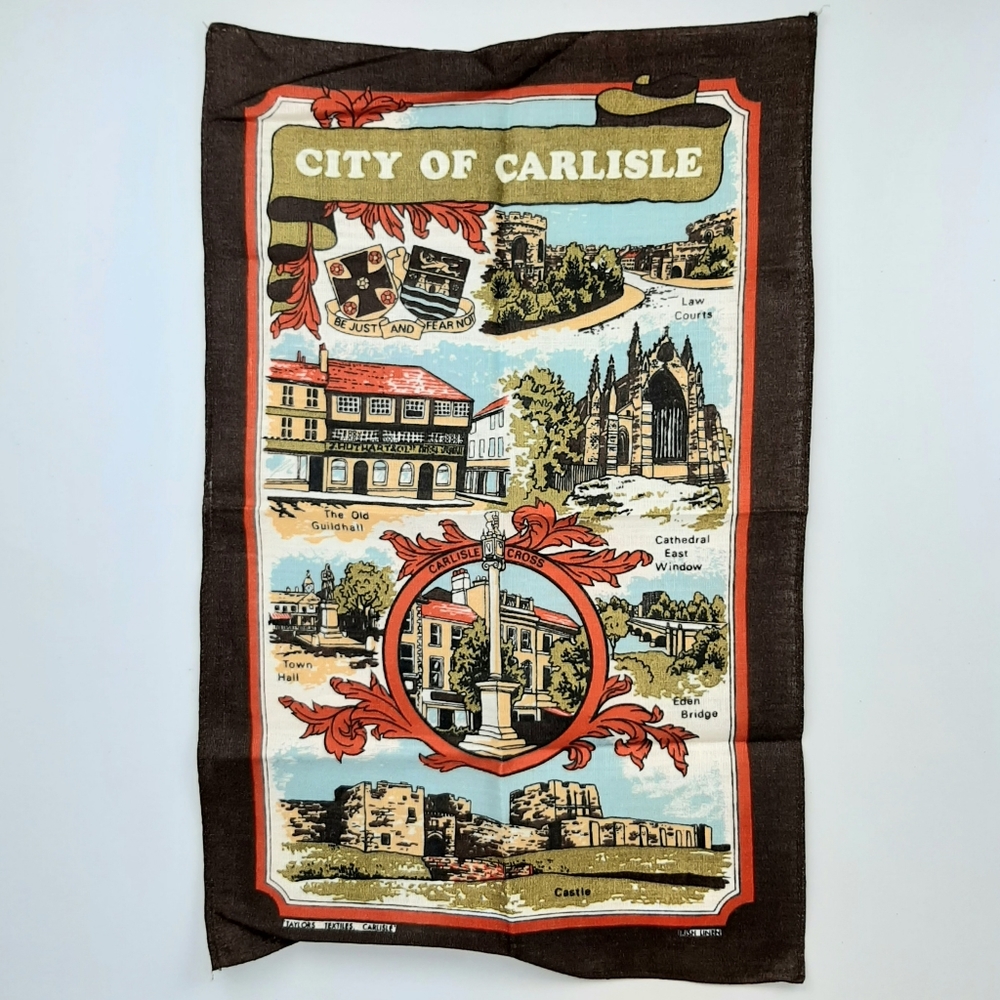 Vintage Taylors Textile City of Carlisle Tea Towel 100% Irish Linen Country